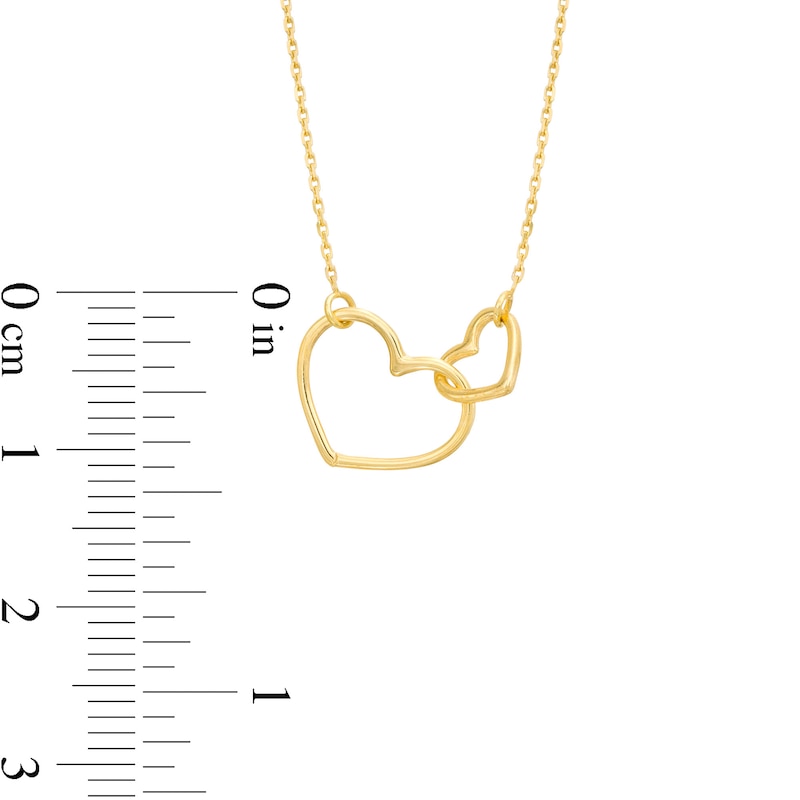 Main Image 4 of Interlocking Hearts Necklace in 14K Gold