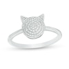 Thumbnail Image 1 of Diamond Accent Beaded Cat Ring in Sterling Silver