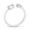 Diamond Accent Cat Outline and Paw Print Open Ring in Sterling Silver