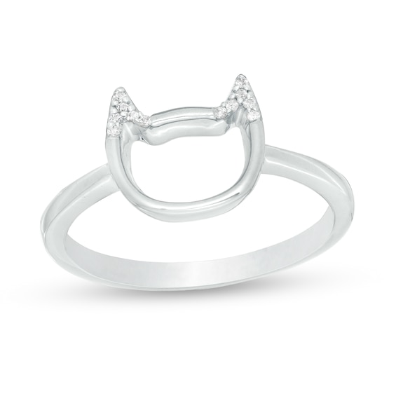 Diamond Accent Cat Outline Ring in 10K White Gold