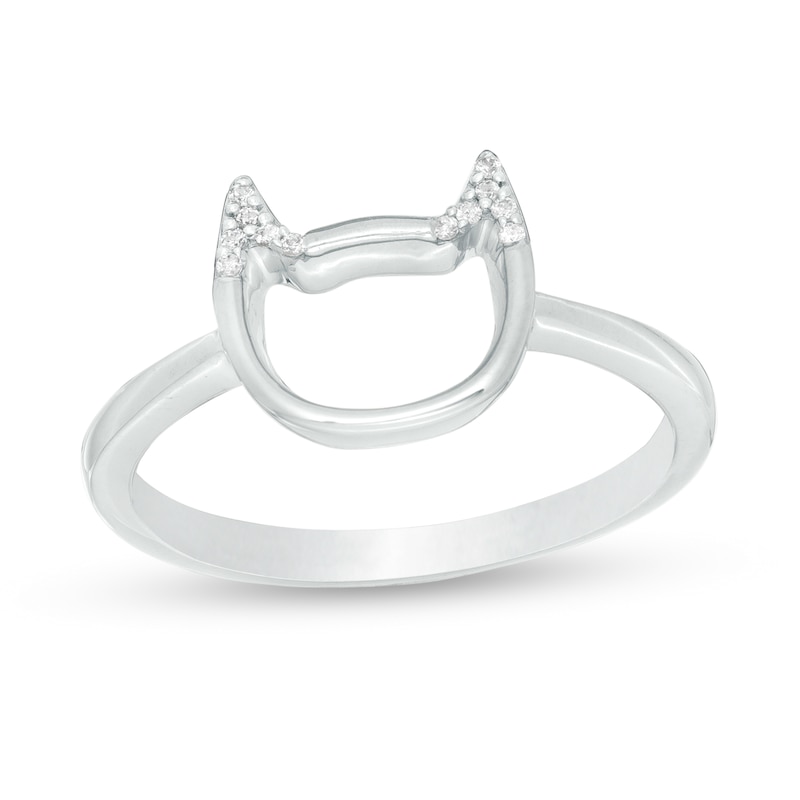 Main Image 1 of Diamond Accent Cat Outline Ring in 10K White Gold