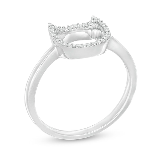 1/10 CT. T.w. Diamond Frame Cat Outline Ring in 10K White Gold