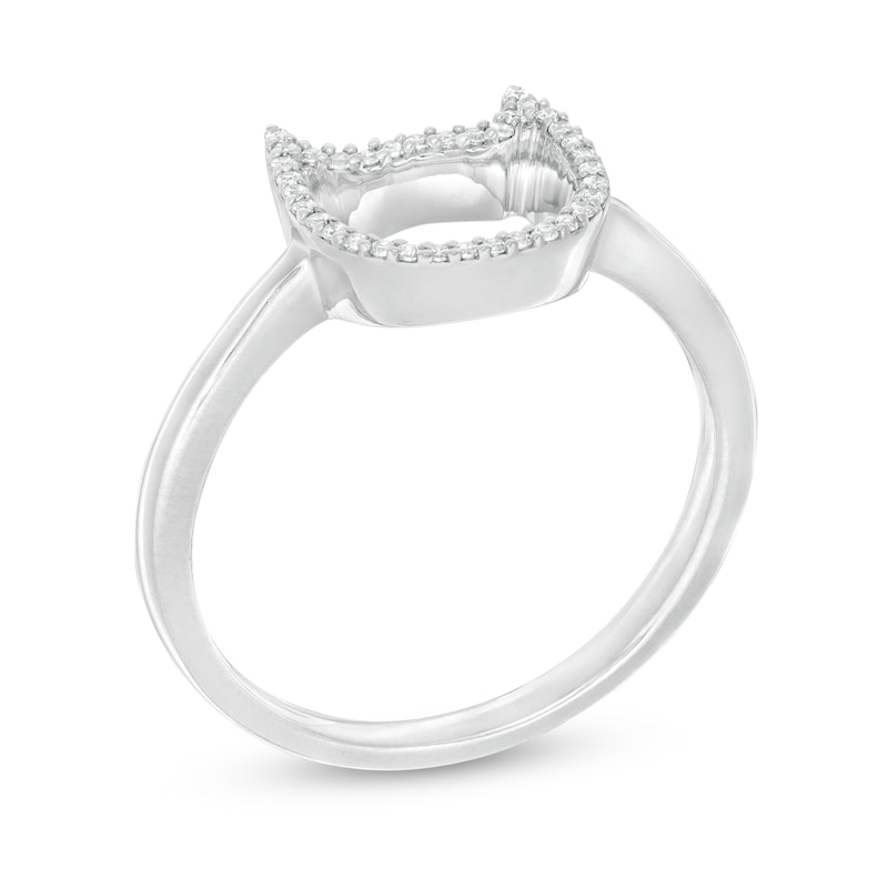 Main Image 3 of 1/10 CT. T.W. Diamond Frame Cat Outline Ring in 10K White Gold