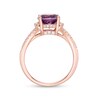 Oval Amethyst and 3/8 CT. T.W. Diamond Collar Split Shank Ring in 10K Rose Gold