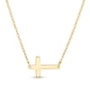 Thumbnail Image 1 of Sideways Mini Cross Necklace in 14K Gold