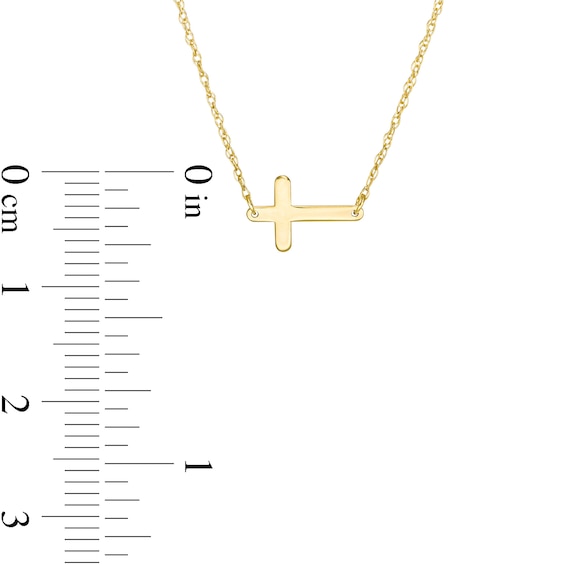 Sideways Mini Cross Necklace in 14K Gold