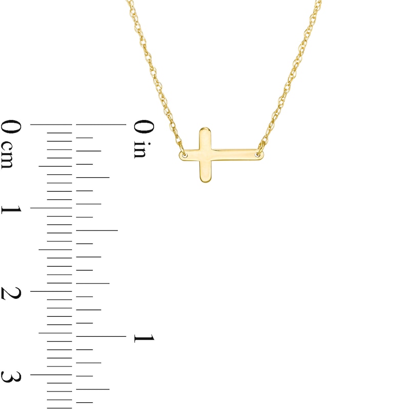 Main Image 3 of Sideways Mini Cross Necklace in 14K Gold