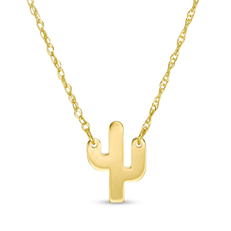 Main Image 1 of Mini Saguaro Cactus Necklace in 14K Gold