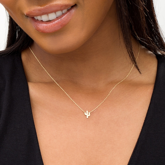 Mini Saguaro Cactus Necklace in 14K Gold