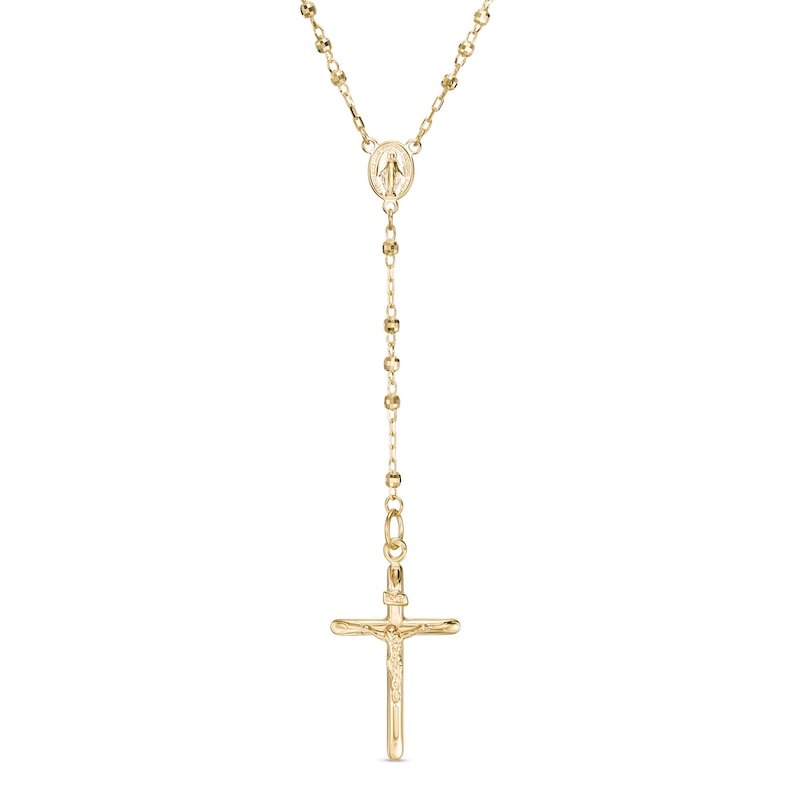 Main Image 1 of Diamond-Cut Beaded Crucifix Rosary Necklace in 14K Gold - 18"