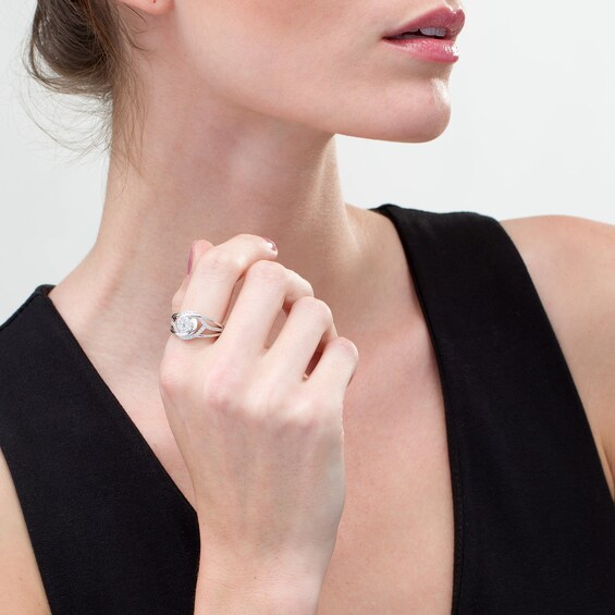 1/2 CT. T.w. Composite Diamond Interlocking Loops Ring in 10K White Gold