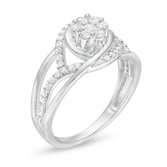 1/2 CT. T.w. Composite Diamond Interlocking Loops Ring in 10K White Gold