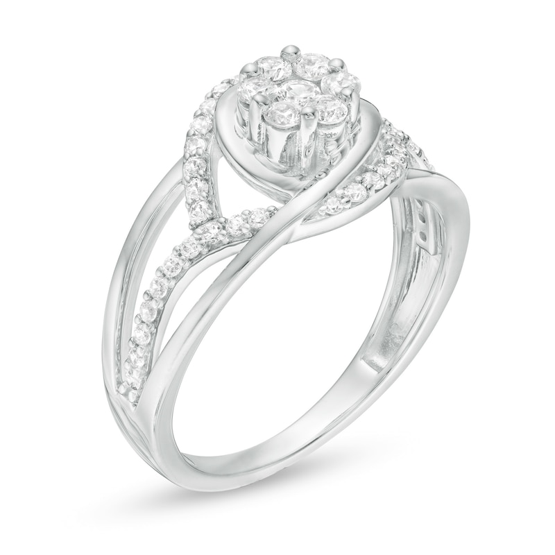 Main Image 3 of 1/2 CT. T.W. Composite Diamond Interlocking Loops Ring in 10K White Gold