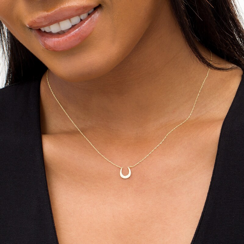 Main Image 2 of Mini Horseshoe Necklace in 14K Gold