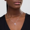 Thumbnail Image 1 of Pear-Shaped Lab-Created Pink Sapphire and Diamond Accent Flamingo Pendant in Sterling Silver