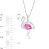 Thumbnail Image 2 of Pear-Shaped Lab-Created Pink Sapphire and Diamond Accent Flamingo Pendant in Sterling Silver