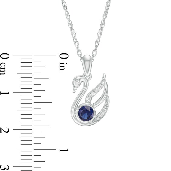 4.0mm Lab-Created Blue Sapphire and Diamond Accent Swan Pendant in Sterling Si 4.0mm Lab-Created Blue Sapphire and Diamond Accent Swan Pendant in Sterling Silver