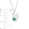 Thumbnail Image 2 of 4.0mm Lab-Created Emerald and Diamond Accent Swan Pendant in Sterling Silver