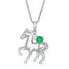 Thumbnail Image 0 of Lab-Created Emerald and Diamond Accent Prancing Horse Pendant in Sterling Silver