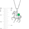 Thumbnail Image 2 of Lab-Created Emerald and Diamond Accent Prancing Horse Pendant in Sterling Silver