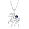 Thumbnail Image 1 of Lab-Created Blue Sapphire and Diamond Accent Prancing Horse Pendant in Sterling Silver