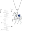 Thumbnail Image 3 of Lab-Created Blue Sapphire and Diamond Accent Prancing Horse Pendant in Sterling Silver