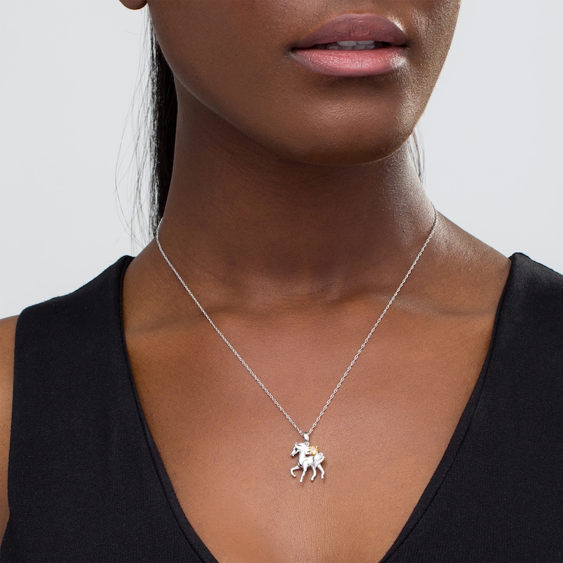 Citrine and Diamond Accent Prancing Horse Pendant in Sterling Silver | Zales