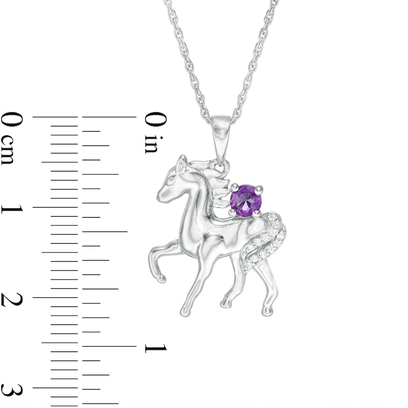 Main Image 3 of Amethyst and Diamond Accent Prancing Horse Pendant in Sterling Silver