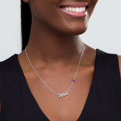 Stunning Silver Necklace With Amethyst Pendant Elegant Silver Necklace With Cz Solitaire Eternal Love Necklace Jewelry Pendants Valresa Com