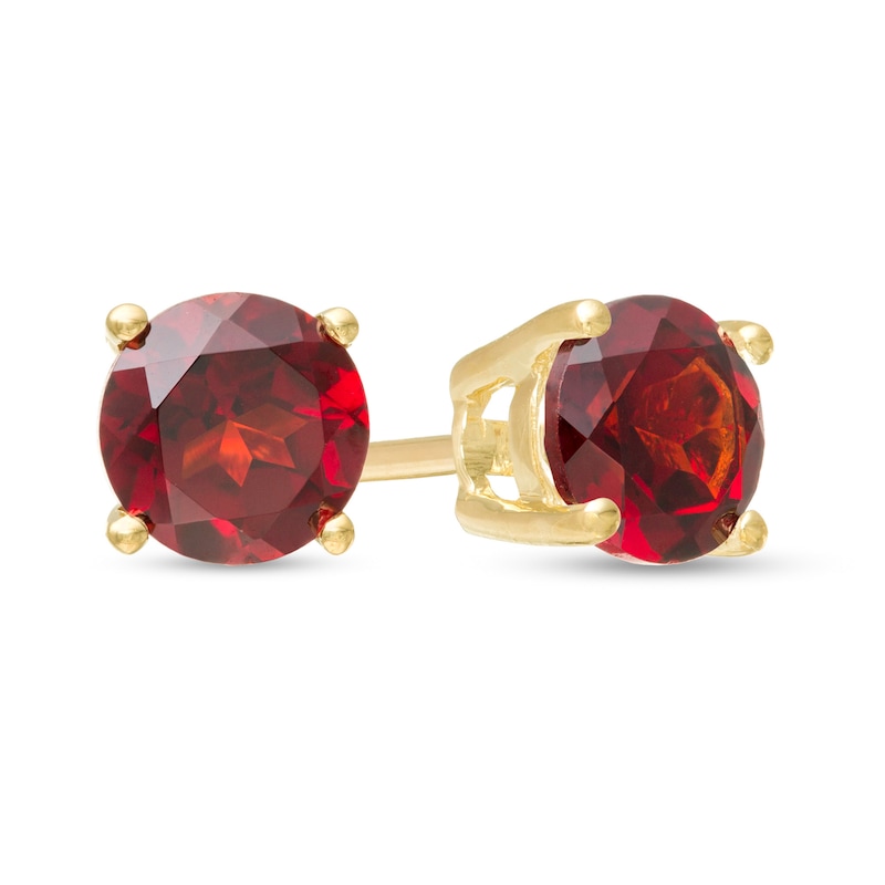 5.0mm Garnet Solitaire Stud Earrings in 10K Gold