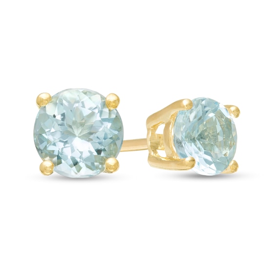 5.0mm Aquamarine Solitaire Stud Earrings in 10K Gold