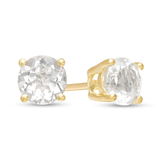 5.0mm White Topaz Solitaire Stud Earrings in 10K Gold