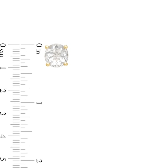 5.0mm White Topaz Solitaire Stud Earrings in 10K Gold