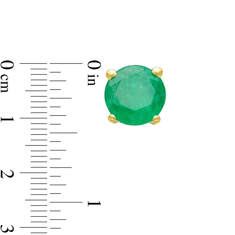 Main Image 3 of 5.0mm Emerald Solitaire Stud Earrings in 10K Gold