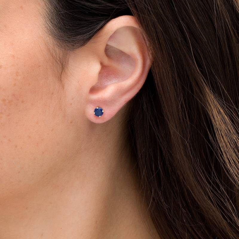 Main Image 2 of 5.0mm Blue Sapphire Solitaire Stud Earrings in 10K Gold
