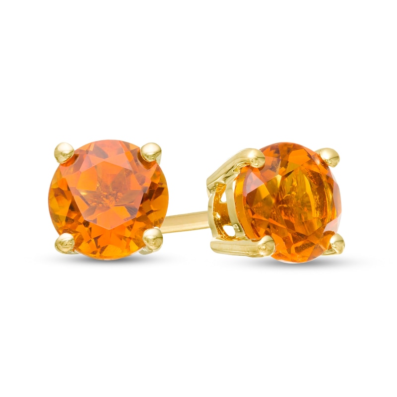 5.0mm Citrine Solitaire Stud Earrings in 10K Gold