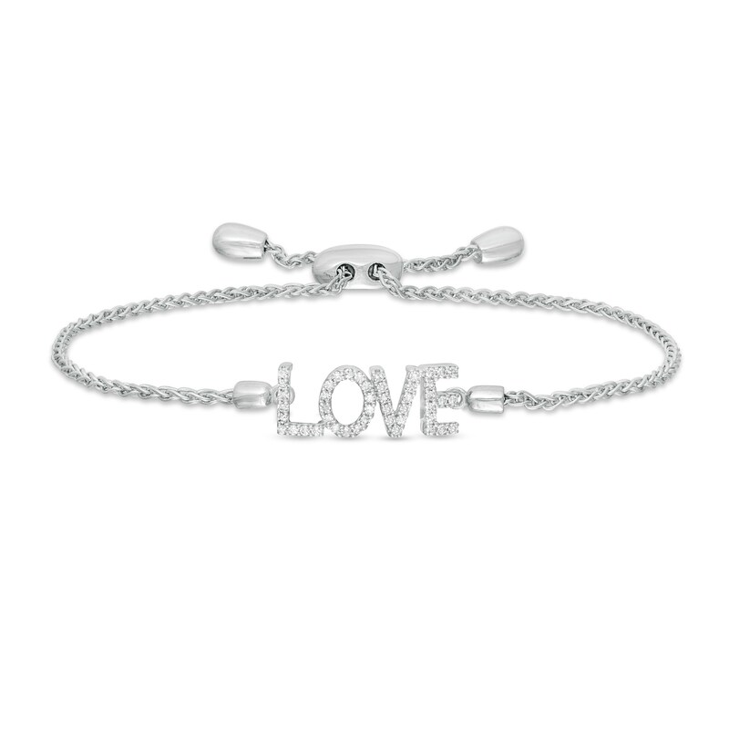 Main Image 1 of Vera Wang Love Collection 1/5 CT. T.W. Diamond "LOVE" Bolo Bracelet in Sterling Silver - 9.0"