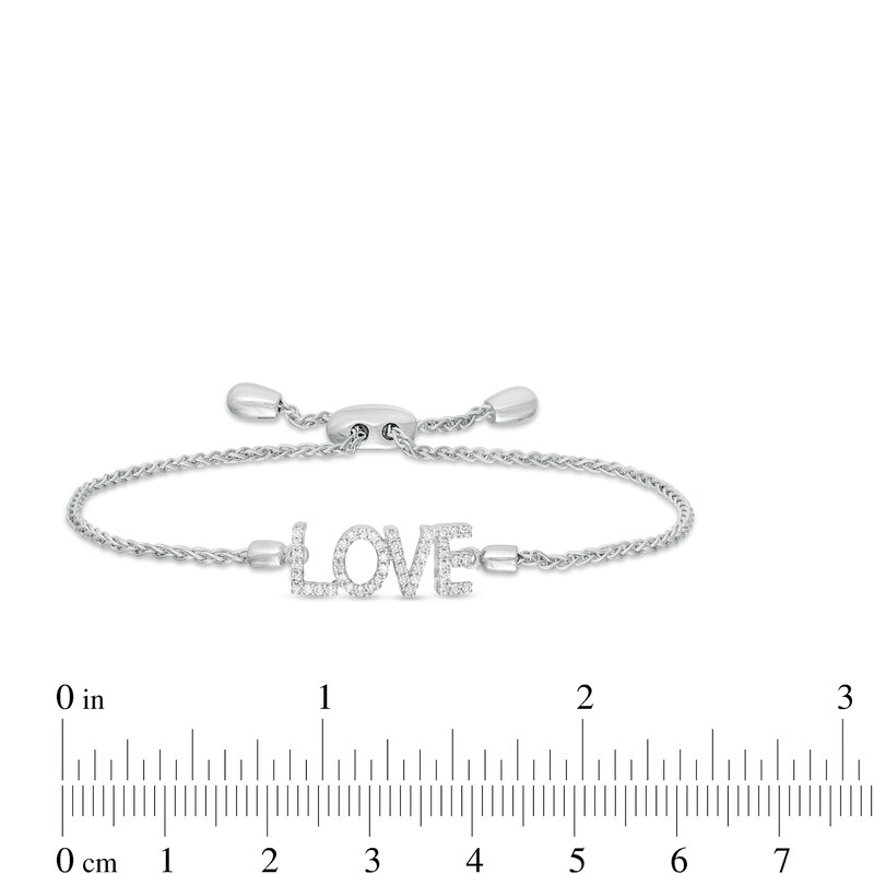 Main Image 3 of Vera Wang Love Collection 1/5 CT. T.W. Diamond "LOVE" Bolo Bracelet in Sterling Silver - 9.0"