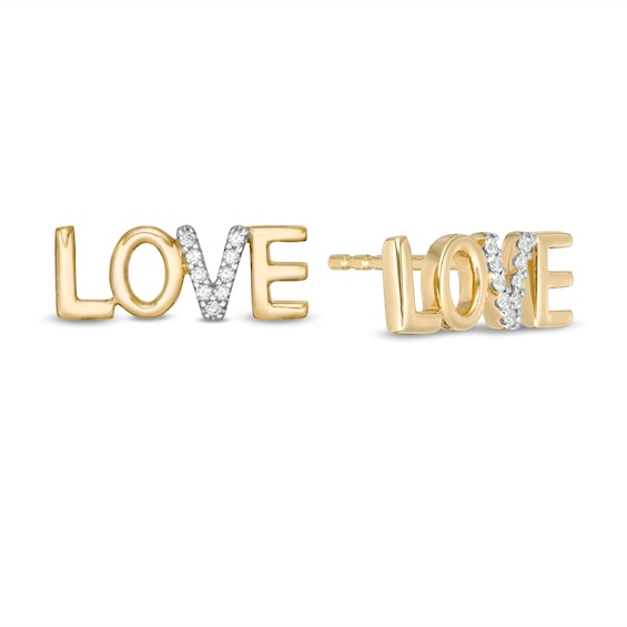 Vera Wang Love Collection 1/20 CT. T.w. Diamond "Love" Stud Earrings in 10K Gold