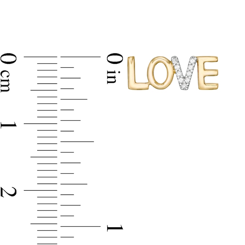 Main Image 3 of Vera Wang Love Collection 1/20 CT. T.W. Diamond "LOVE" Stud Earrings in 10K Gold
