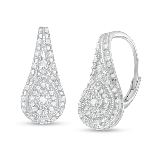 1/4 CT. T.W. Diamond Double Teardrop-Shaped Frame Vintage-Style Drop Earrings in Sterling Silver 1/4 CT. T.W. Diamond Double Teardrop-Shaped Frame Vintage-Style Drop Earrings in Sterling Silver