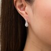 Thumbnail Image 2 of 1/4 CT. T.W. Diamond Double Teardrop-Shaped Frame Vintage-Style Drop Earrings in Sterling Silver