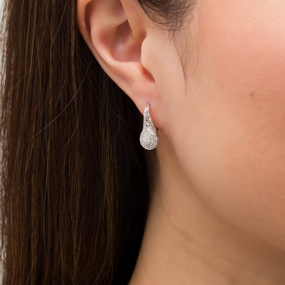 1/4 CT. T.W. Diamond Double Teardrop-Shaped Frame Vintage-Style Drop Earrings in Sterling Silver 1/4 CT. T.W. Diamond Double Teardrop-Shaped Frame Vintage-Style Drop Earrings in Sterling Silver