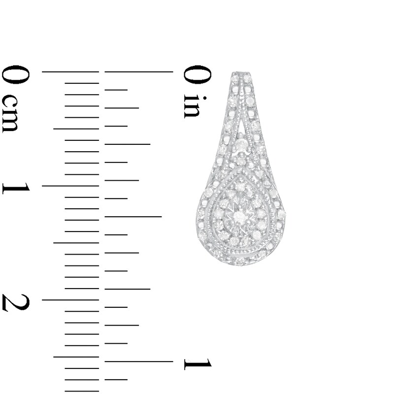 Main Image 3 of 1/4 CT. T.W. Diamond Double Teardrop-Shaped Frame Vintage-Style Drop Earrings in Sterling Silver