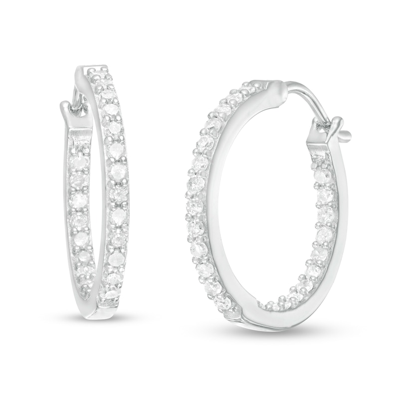 Main Image 1 of 1/2 CT. T.W. Diamond Inside-Out Hoop Earrings in Sterling Silver