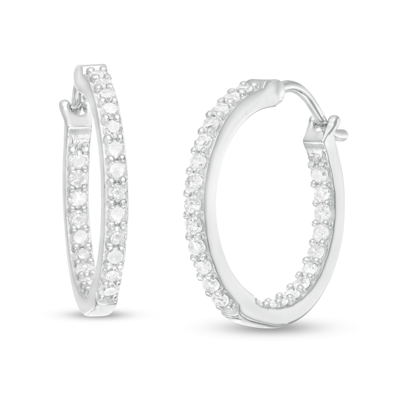 1/2 CT. T.W. Diamond Inside-Out Hoop Earrings in Sterling Silver