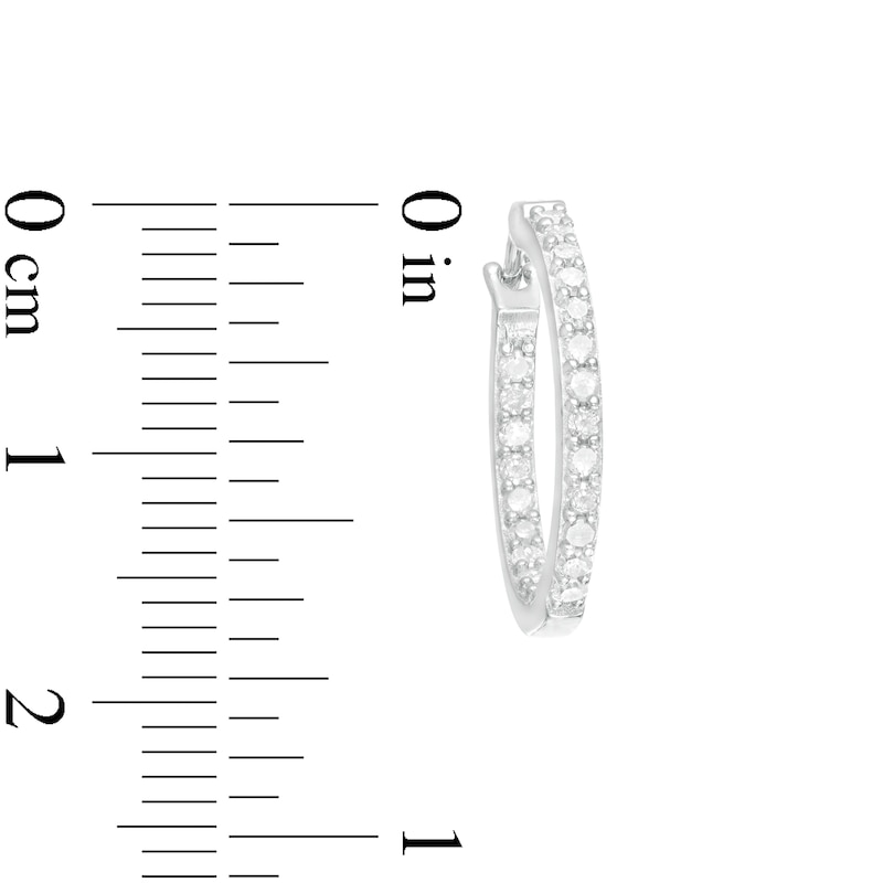 Main Image 3 of 1/2 CT. T.W. Diamond Inside-Out Hoop Earrings in Sterling Silver