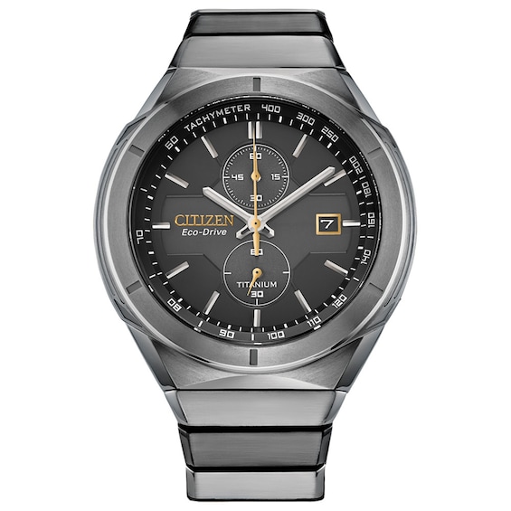 Men's Citizen Eco-Drive® Armor Chronograph Two-Tone Super Titanium⢠Watch with Black Dial (Model: Ca7058-55E)