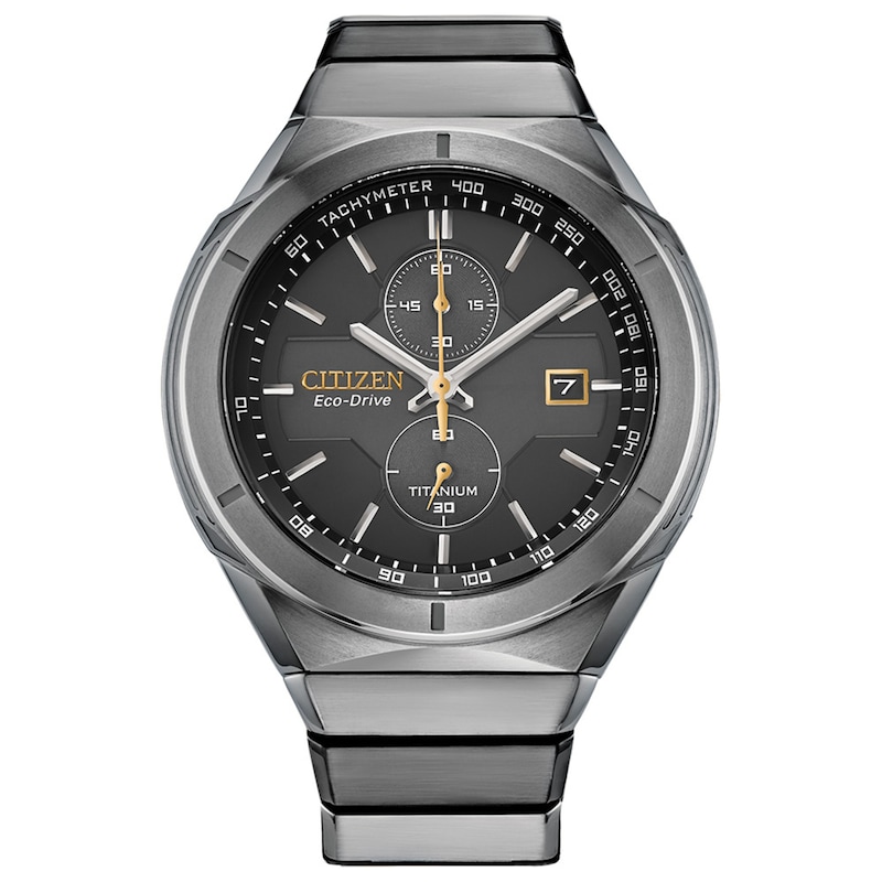 Main Image 1 of Men's Citizen Eco-Drive® Armor Chronograph Two-Tone Super Titanium™ Watch with Black Dial (Model: CA7058-55E)