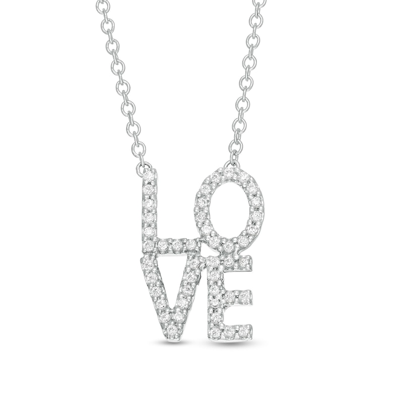 Main Image 1 of Vera Wang Love Collection 1/5 CT. T.W. Diamond "LOVE" Necklace in Sterling Silver - 19"